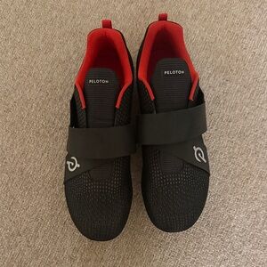 Peloton Black Cycling Shoes with Red Highlights